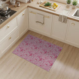 Pink Vibrant Pink Flamingo Floral Area Rug