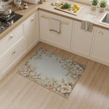 Elegant Peony Floral Border Area Rug