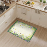 Purple Butterfly Floral Washable Area Rug