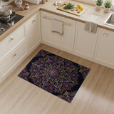 ODIKA Washable Purple Mandala Area Rug - Low Pile Non-Slip Boho Lotus Rug for Living Room