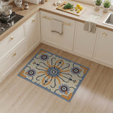 Teal Orange Persian Floral Medallion Rug