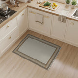 Cream Tan Striped Border Area Rug
