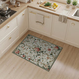 ODIKA Vintage Pink Rose Washable Area Rug - Classical Floral Low Pile Non-Slip Floor Mat