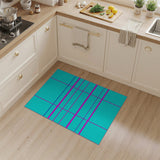 Teal Pink Geometric Grid Area Rug
