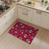 Red Kids Cartoon Festive Cartoon Snowmen Red Area Rug