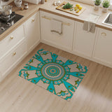 Blue and Teal Floral Vintage Teal Mandala Floral Area Rug