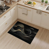 Gold Silver Abstract Wave Geometric Rug