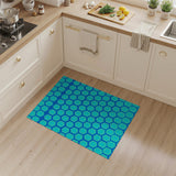 Teal Blue Hexagon Honeycomb Geometric Area Rug