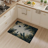 ODIKA Tropical Jungle Palm Leaf Washable Rug - Low Pile Vintage Botanical Area Rug