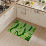 Cute Cartoon Crocodile Green Kids Area Rug