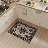 Beige and Neutral Ornate Floral Vintage Cream Area Rug