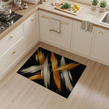Gold Silver Brush Stroke Abstract Area Rug