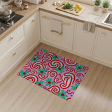 Festive Pink Candy Cane Holly Area Rug