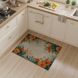 Vintage Orange Poppy Floral Rug