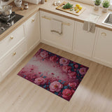 Pink Vibrant Pink Peony Floral Area Rug