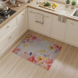 Blush Pink Sunny Yellow Peony Floral Rug