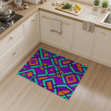 Vibrant Purple Teal Geometric Diamond Area Rug