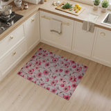 Vintage Pink Floral Stem Area Rug