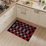 Bold Red Black Gray Geometric Block Rug