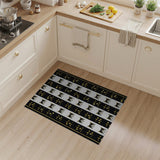 Whimsical Black Cat Gold Foil Stripe Area Rug