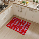 Vibrant Red Hearts Geometric Area Rug