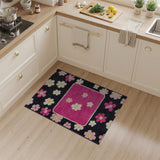 Retro Pink White Daisy Floral Area Rug