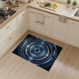 Blue Teal Waveform Geometric Area Rug