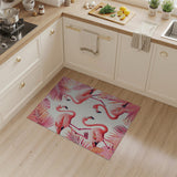 Pink Flamingo Palm Leaf Pink Area Rug