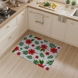 Red Vibrant Red Hibiscus Floral Area Rug