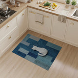 Modern Blue Teal Geometric Patchwork Area Rug