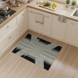 Glitch Cityscape Black White Area Rug