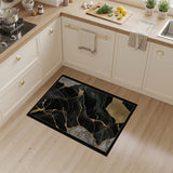 Abstract Area Black Gold Marble Vein Abstract Area Rug