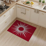 Red Bold Red Sunburst Geometric Area Rug