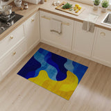 Wavy Blue and Yellow Abstract Area Rug