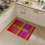 Vibrant Red Yellow Grid Stripe Area Rug