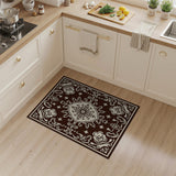 Ornate Brown Persian Area Rug with Cream Floral Motifs