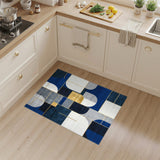 Blue Geometric Area Rug with Gold Accents