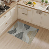 Abstract Wavy Beige Grey Area Rug