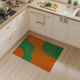 Vibrant Orange Green Curved Abstract Area Rug