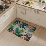 ODIKA Tropical Flamingo Floral Washable Area Rug - Low Pile Non-Slip