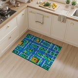 Multi-color and Patterns Cartoon City Streets Play Rug