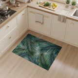 Green Teal Green Palm Frond Area Rug