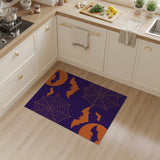 Purple Halloween Bats Moon Spiderwebs Area Rug