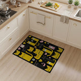 Adorable Cartoon Cats Yellow Black Area Rug