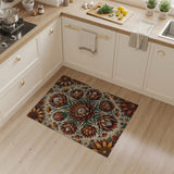 Orange Protea Floral Mandala Rug
