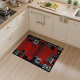 Pixelated Red Synth Studio Area Rug