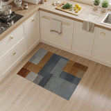 Modern Geometric Block Area Rug in Rust Orange Grey