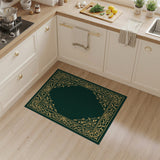 Emerald Green Ornate Gold Border Rug