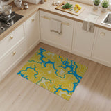Abstract Riverscape Yellow Area Rug