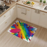 Vibrant Rainbow Paintbrush Abstract Area Rug